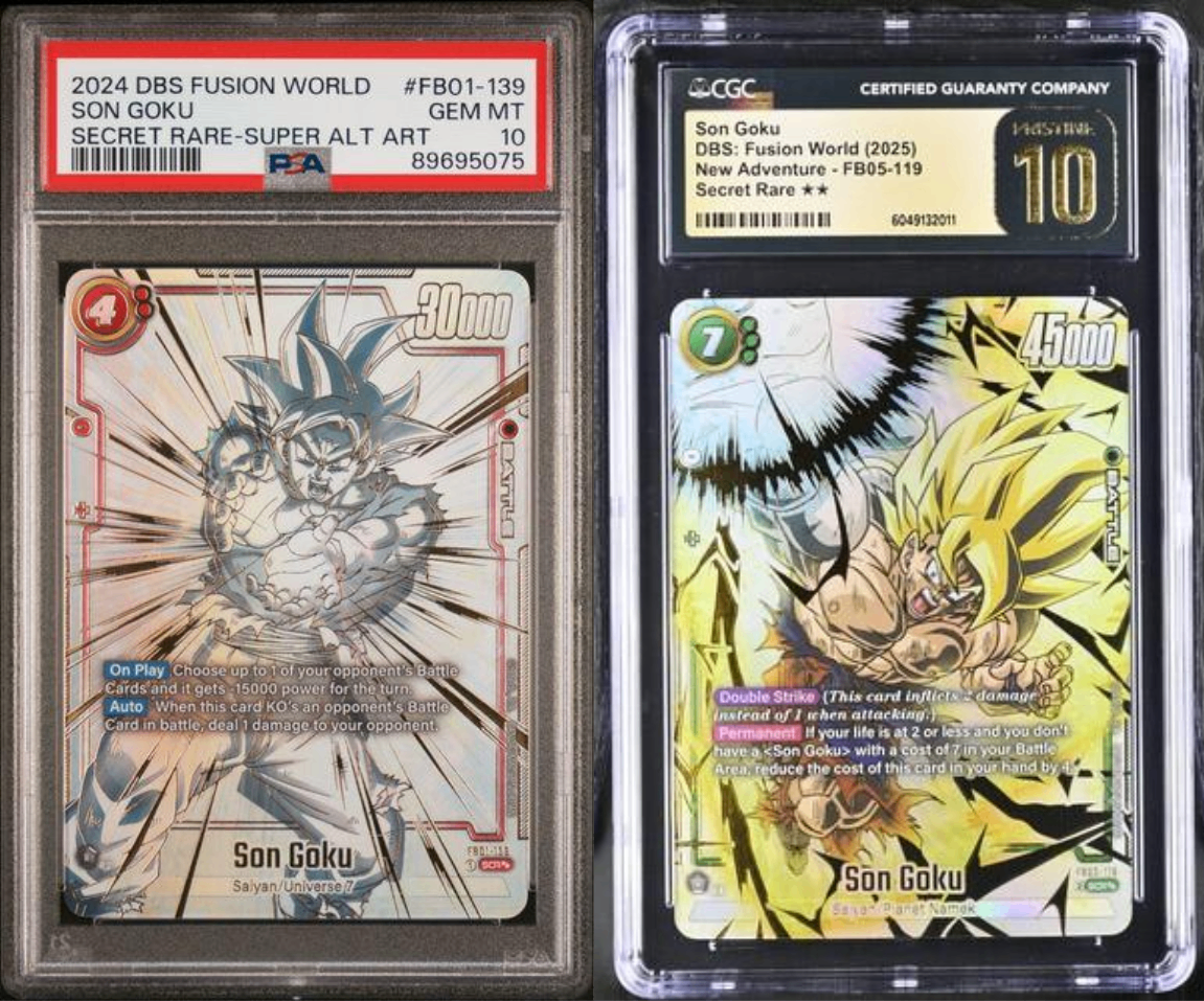 DBS Fusion World Son Goku PSA/CGC Pair - Front